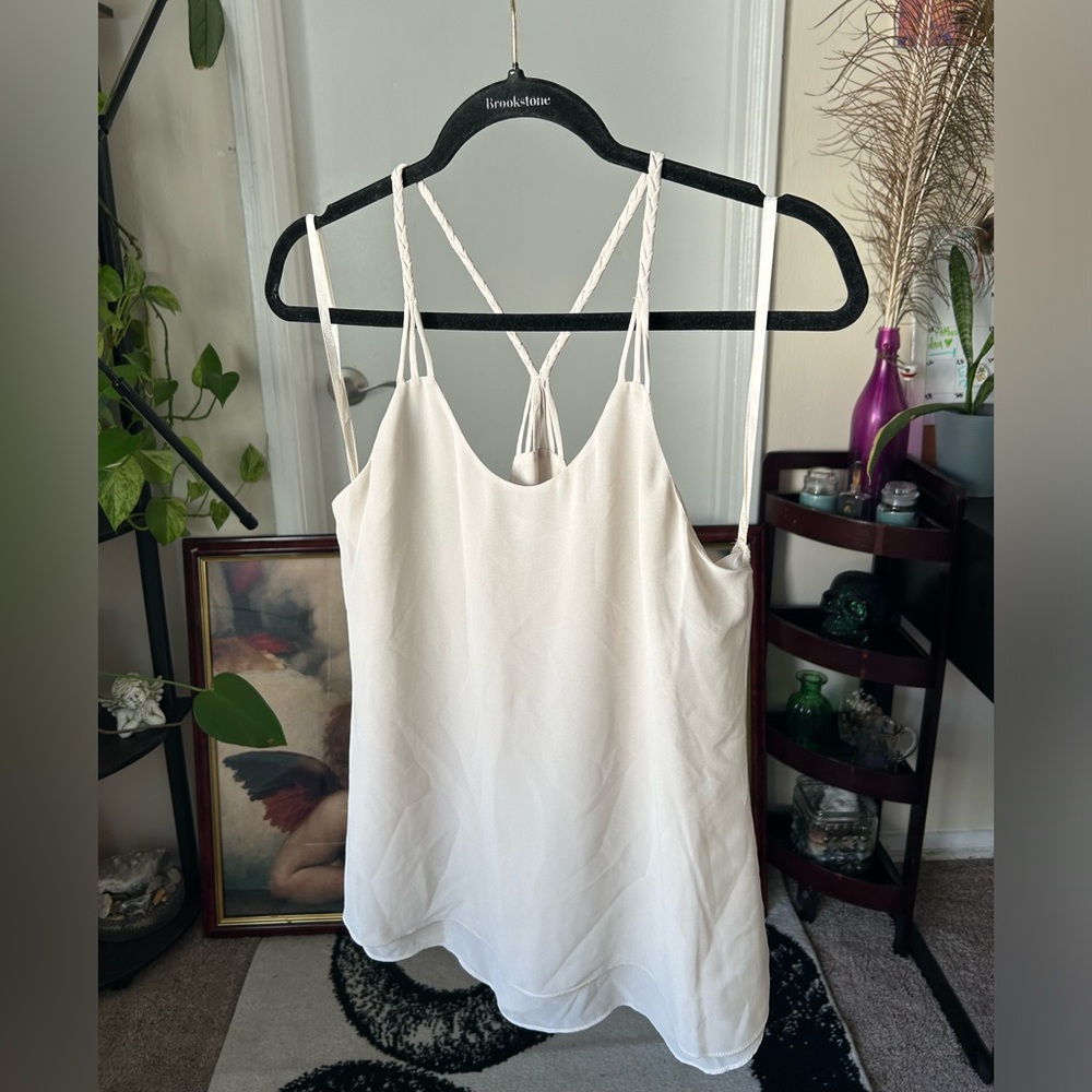 Cream Sleeveless Camisole with Criss-Cross Straps